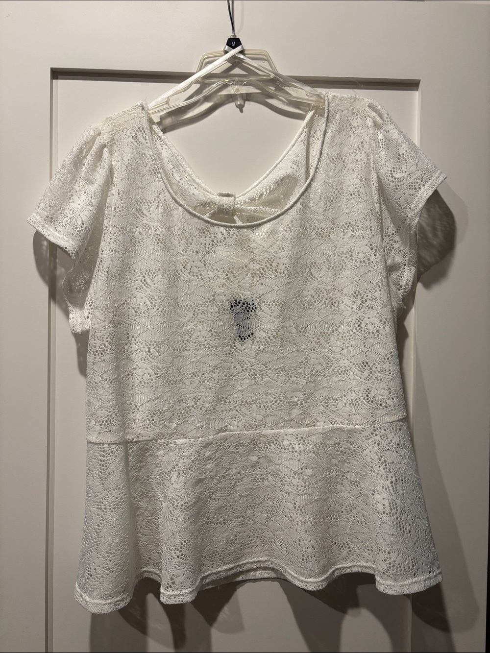 torrid White Lace Short-Sleeve Peplum Blouse